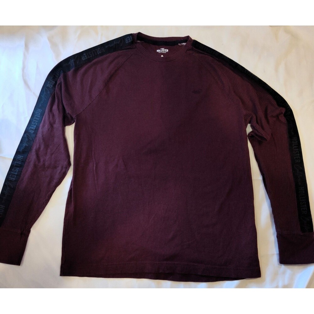Hollister Long Sleeve Logo California Side tape detailing Burgandy/ Black Sz L